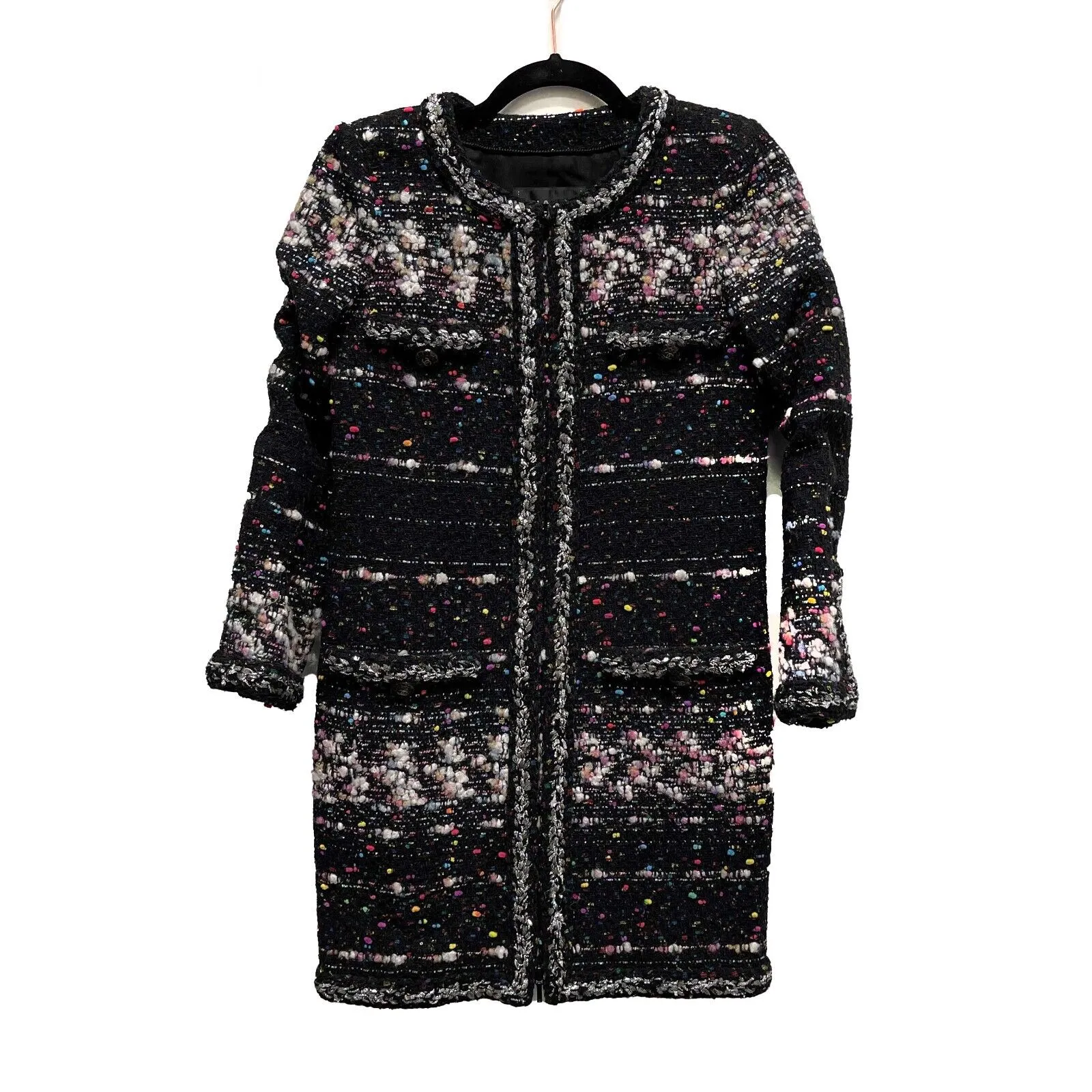 Chanel 2014 Cocomark Wool Blend Lesage Gliter Tweed Coat Multicolor 34 US 2