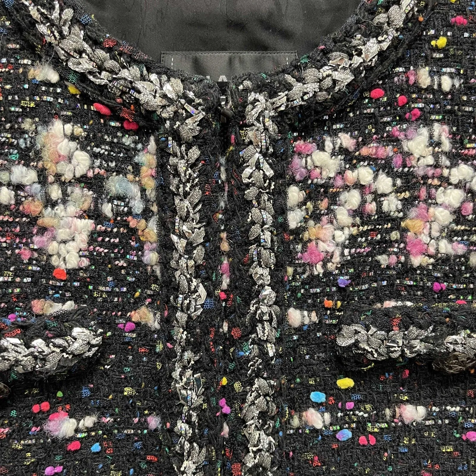 Chanel 2014 Cocomark Wool Blend Lesage Gliter Tweed Coat Multicolor 34 US 2