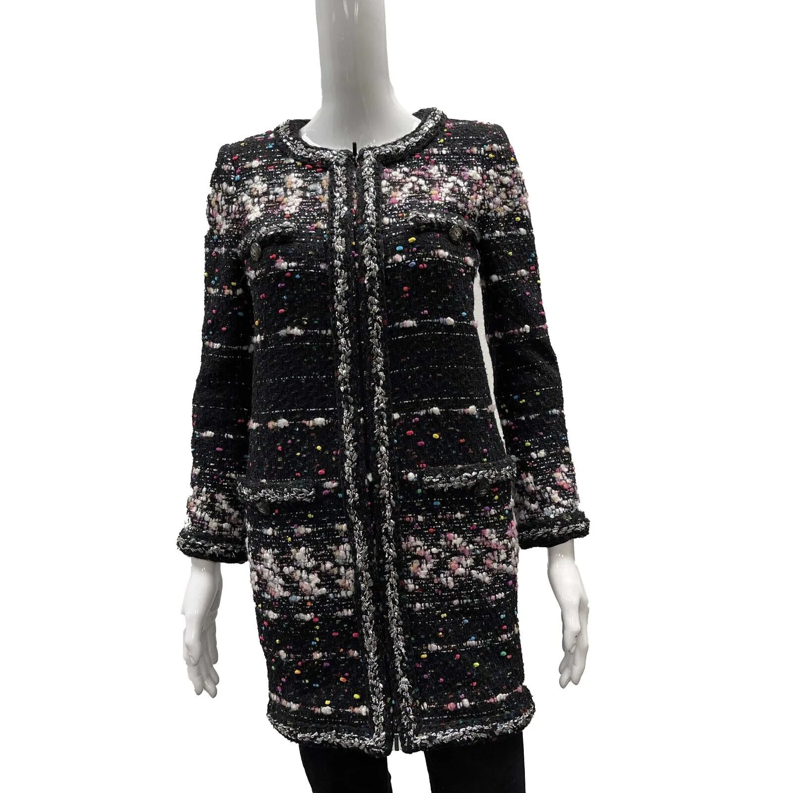Chanel 2014 Cocomark Wool Blend Lesage Gliter Tweed Coat Multicolor 34 US 2