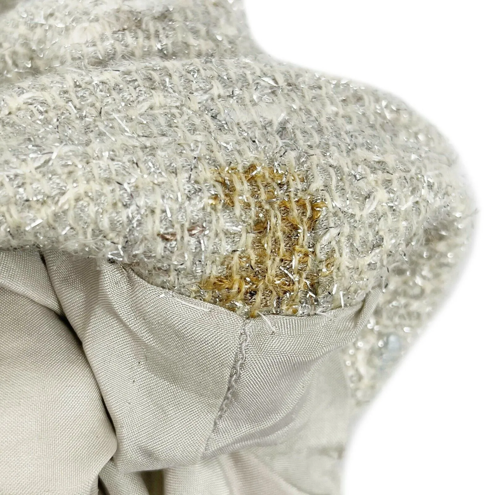 Chanel - Metallic Tweed Jacket - Grey, Silver, White - CC Buttons - Size S