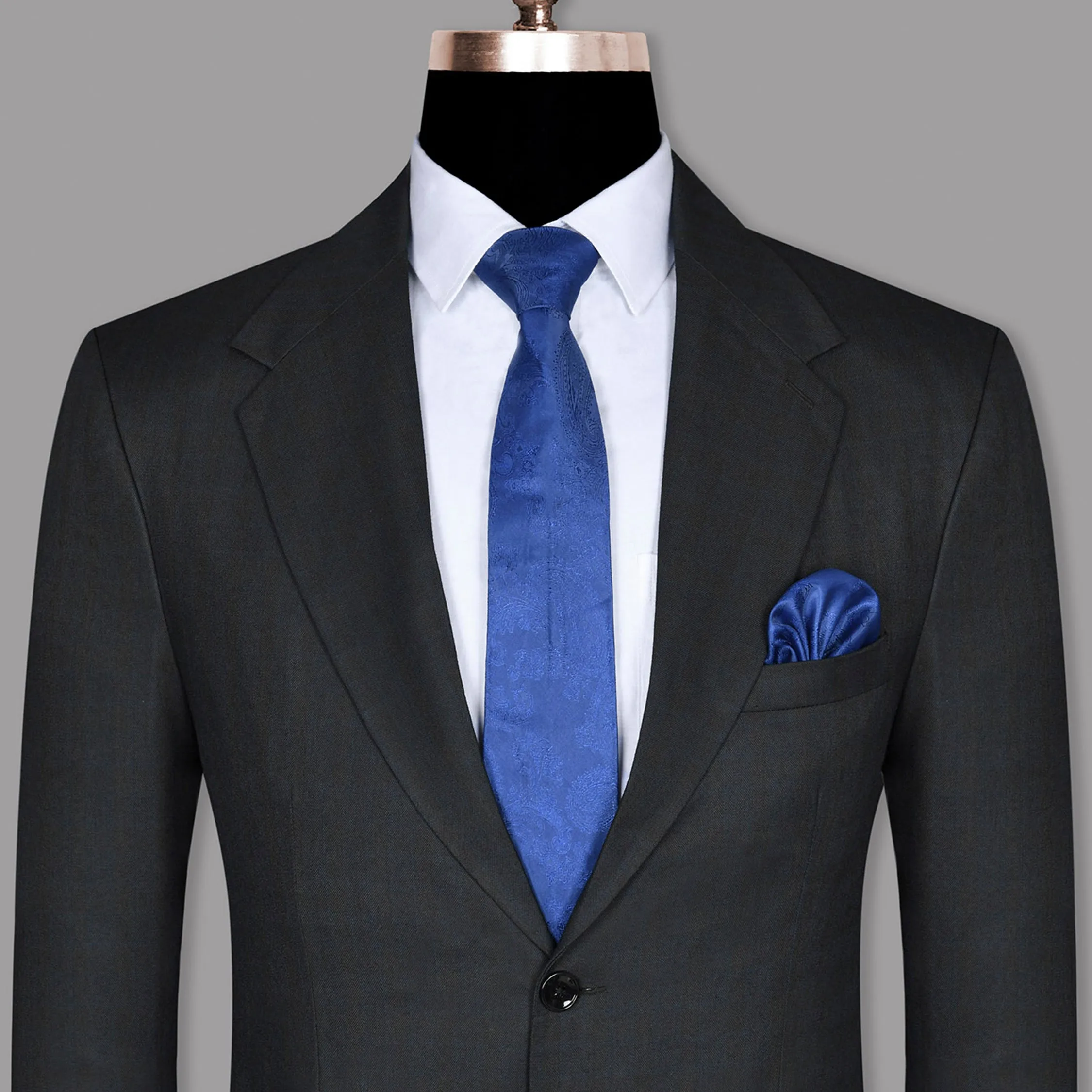 Charcoal Subtle windowpane Wool Blend Blazer