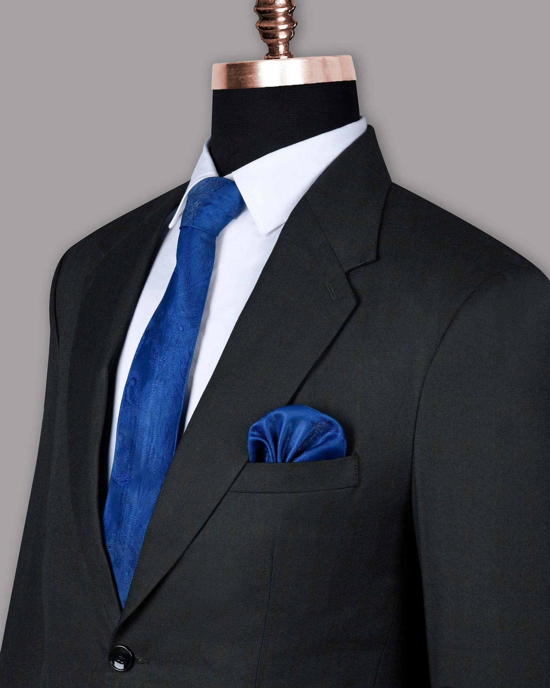 Charcoal Subtle windowpane Wool Blend Blazer