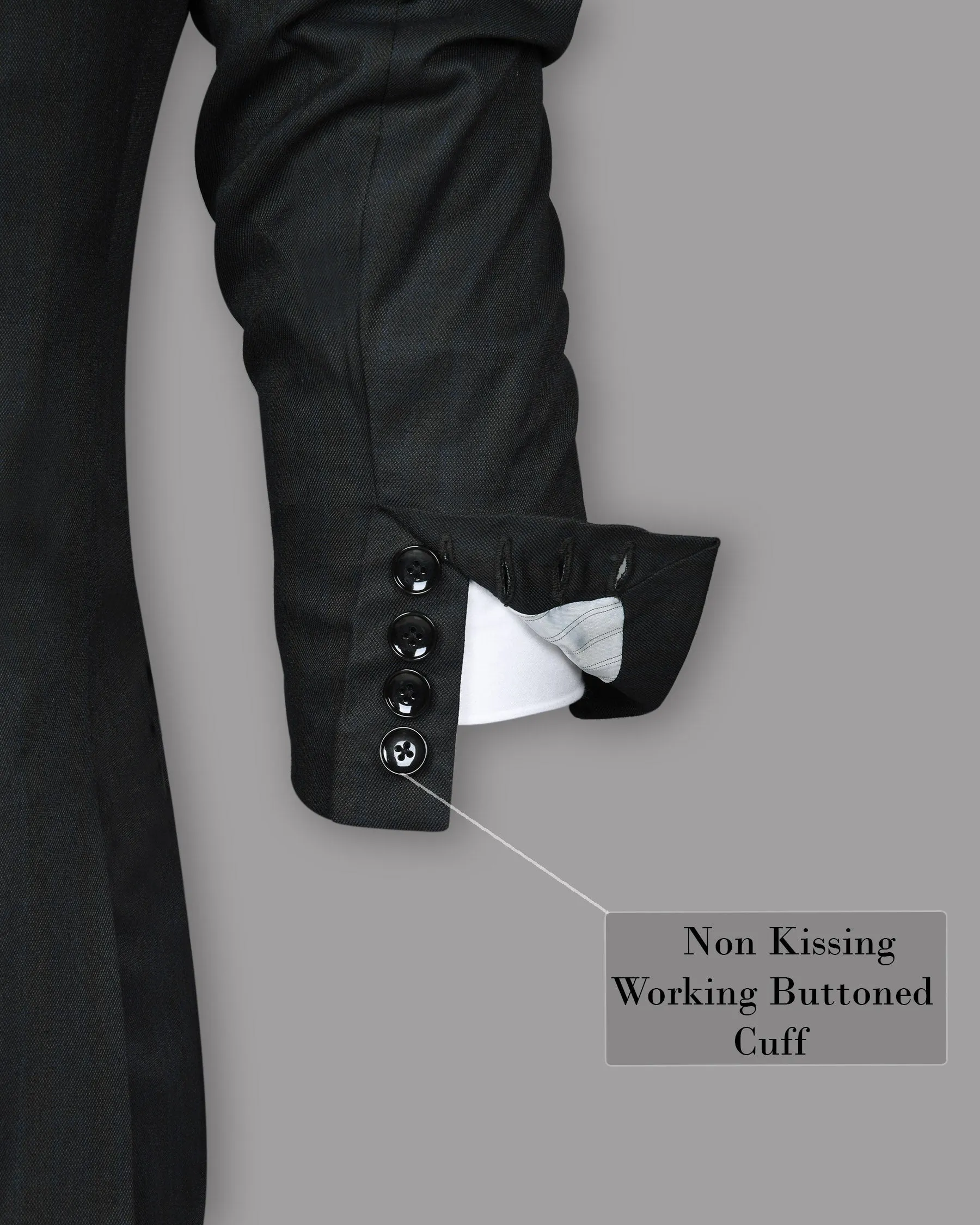 Charcoal Subtle windowpane Wool Blend Blazer