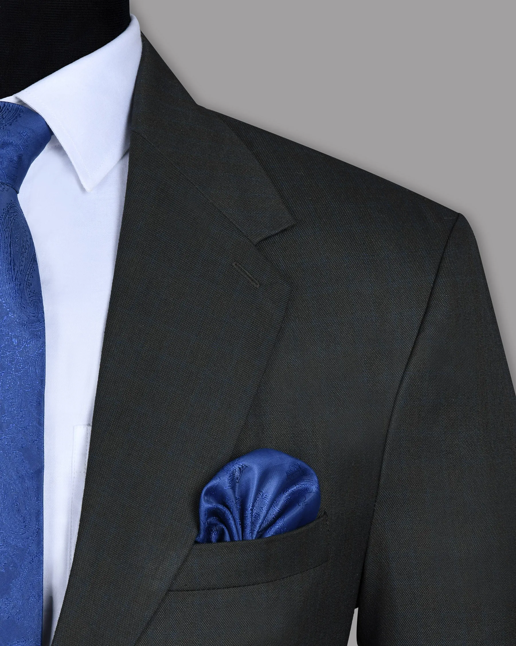 Charcoal Subtle windowpane Wool Blend Blazer