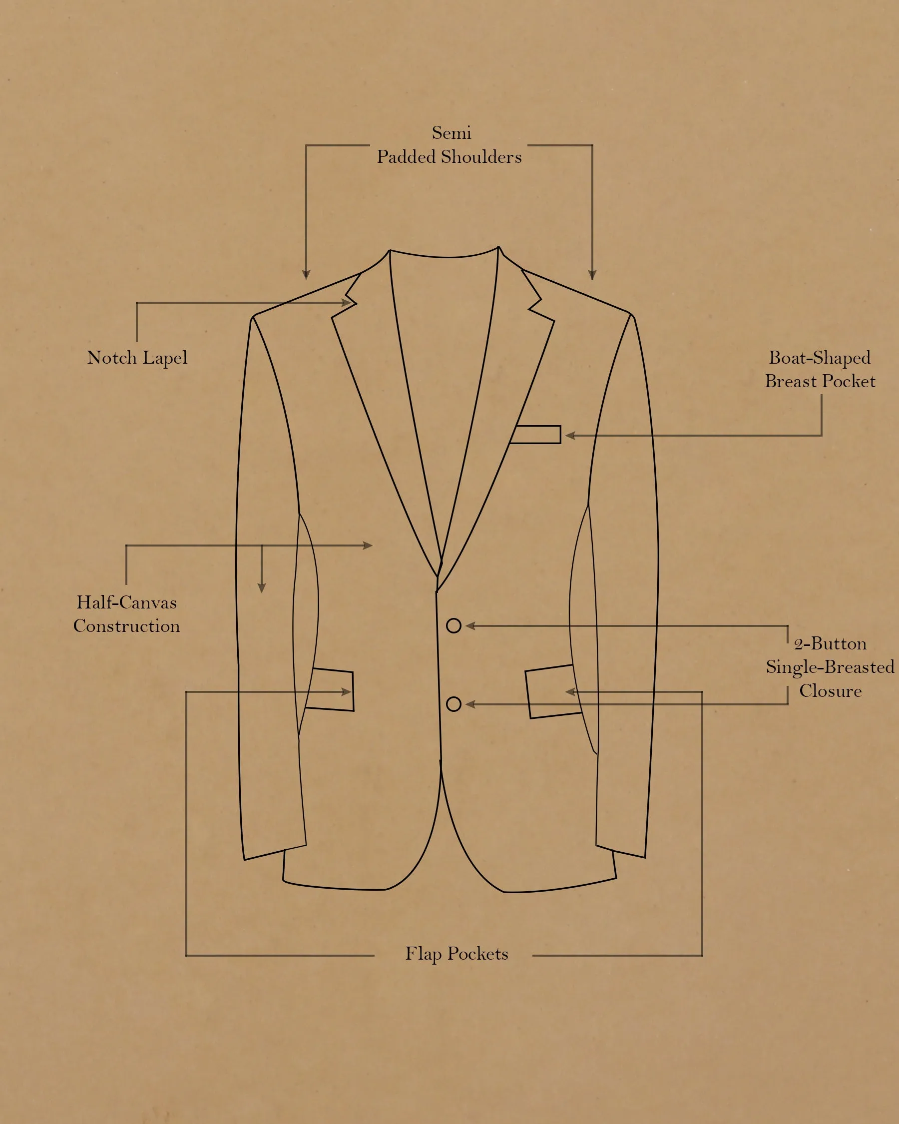 Charcoal Subtle windowpane Wool Blend Blazer