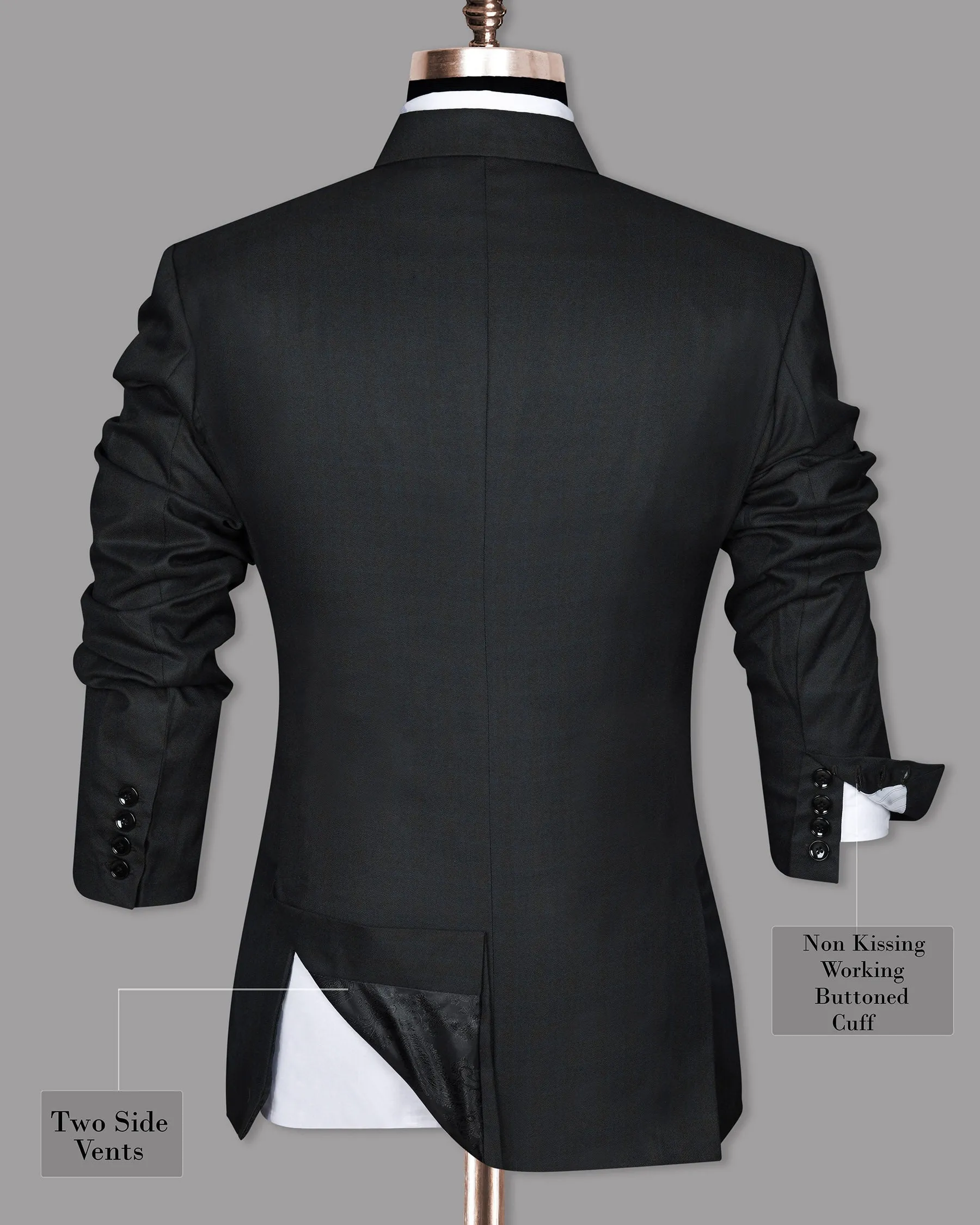 Charcoal Subtle windowpane Wool Blend Blazer