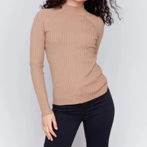 Charlie B - Basic Ribbed Knit Mock Neck Sweater