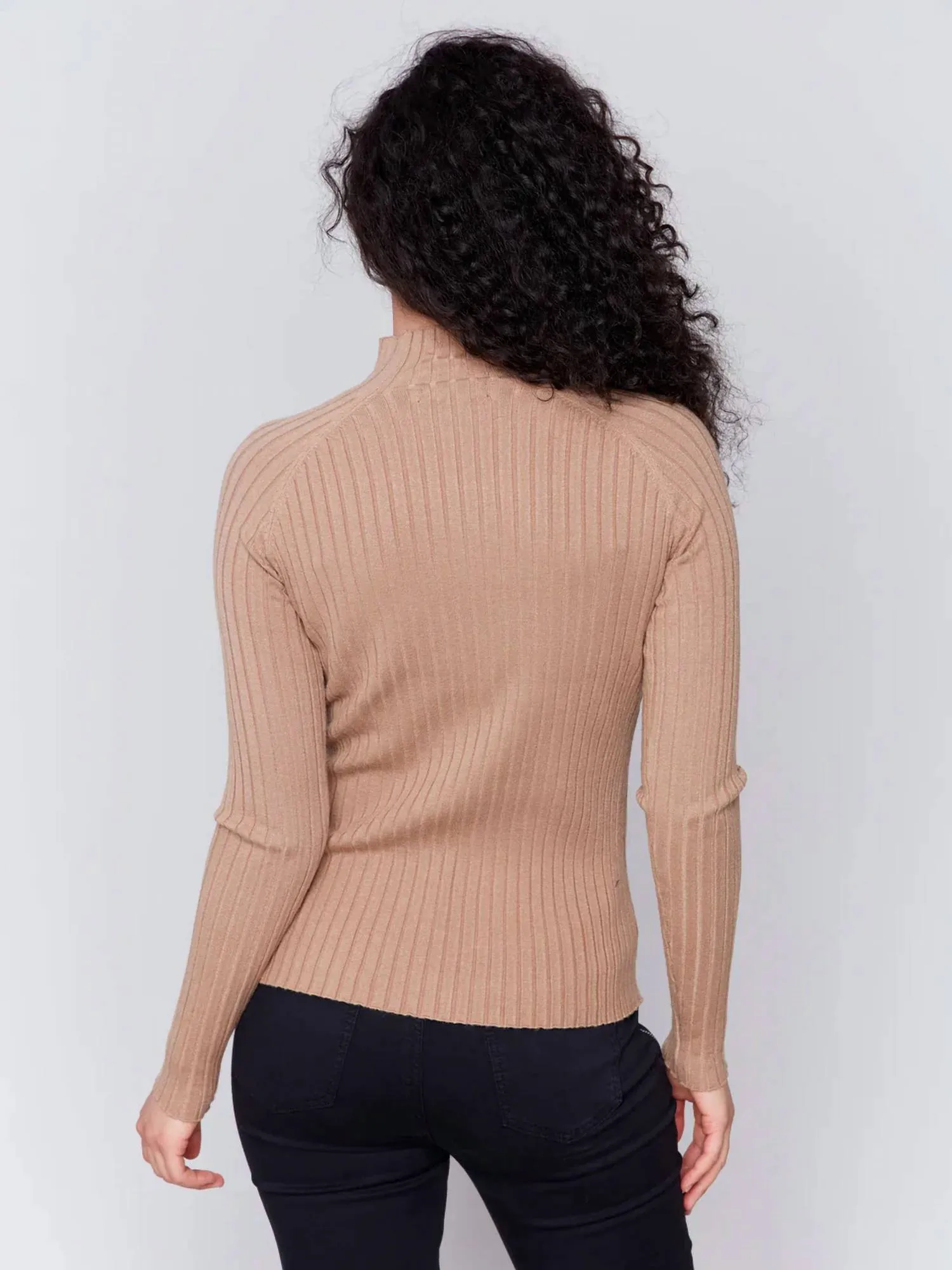 Charlie B - Basic Ribbed Knit Mock Neck Sweater