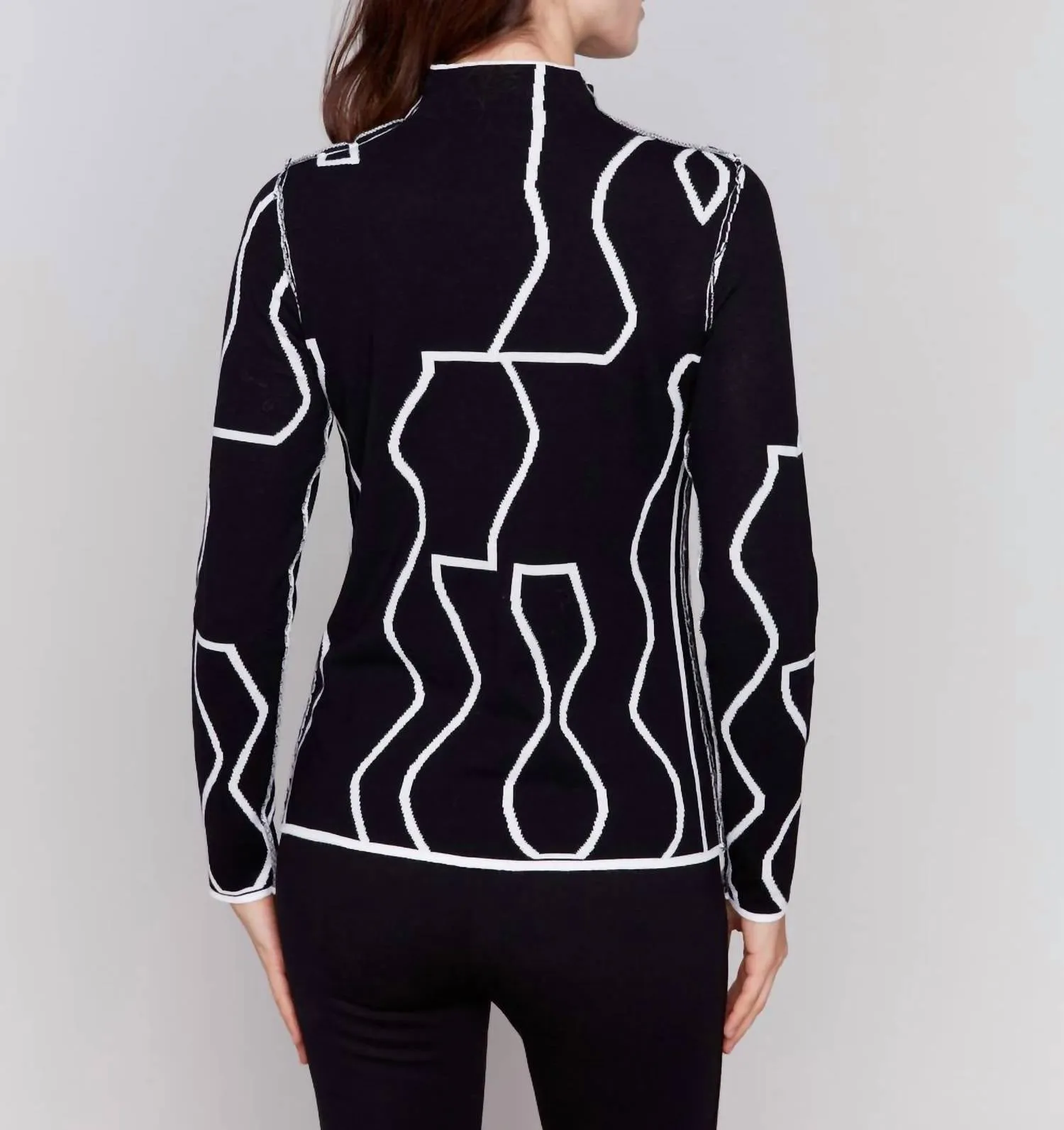 Charlie B - Reversible Jacquard Mock Neck Sweater