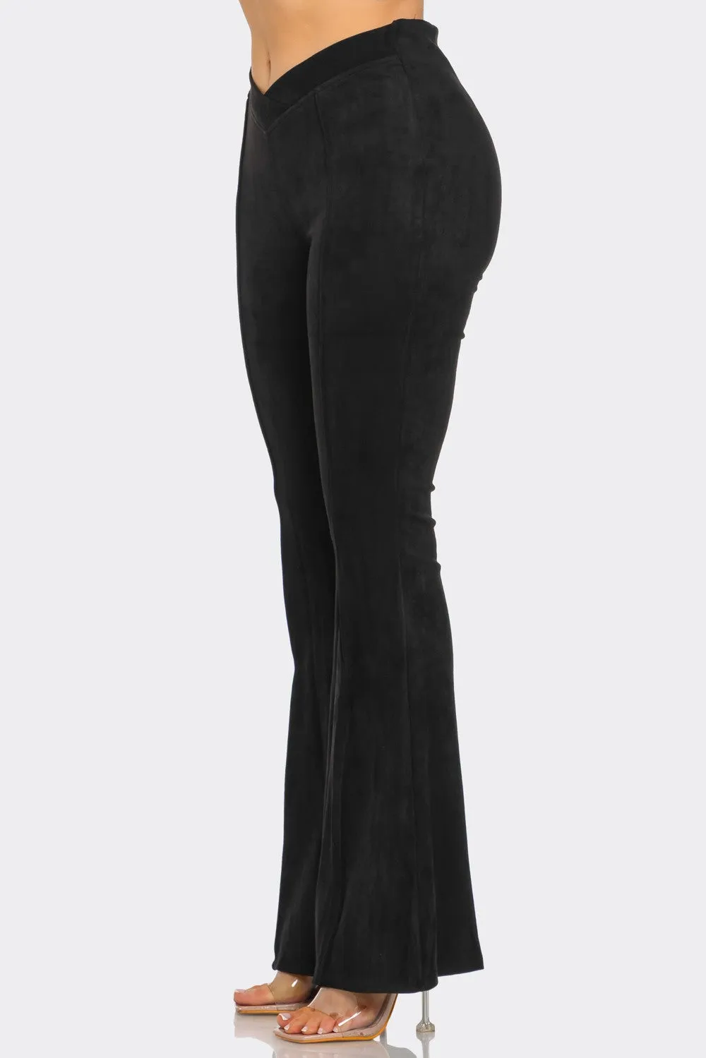 Chic Sarah Suede Bell Bottom Pants for Women - High-Waisted & Trendy Comfort Style