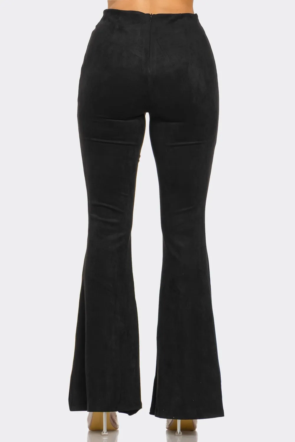 Chic Sarah Suede Bell Bottom Pants for Women - High-Waisted & Trendy Comfort Style