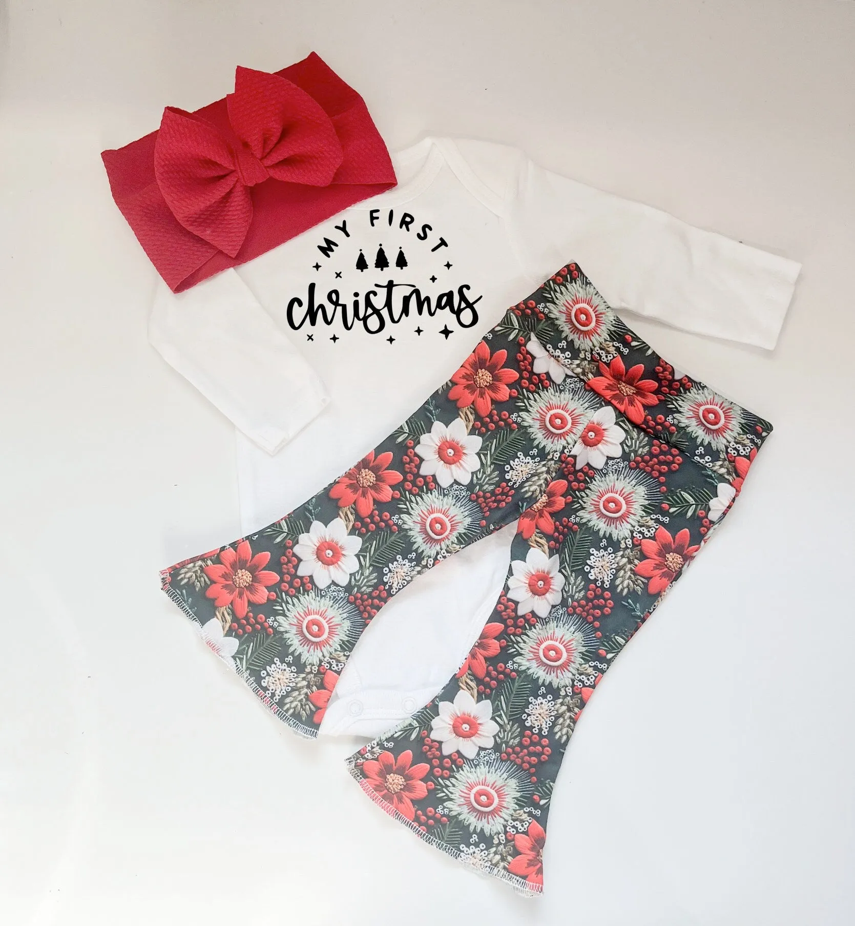 Christmas Embroidery Inspired Bell Bottoms