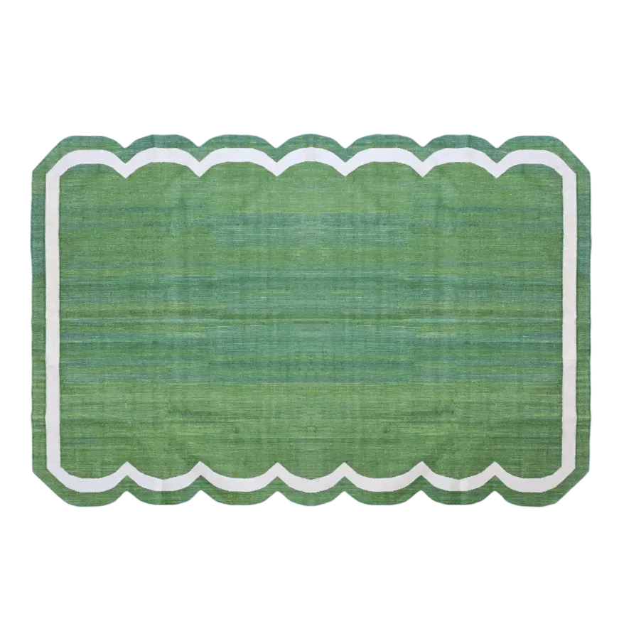 Classic Green Scallop Cotton Rug