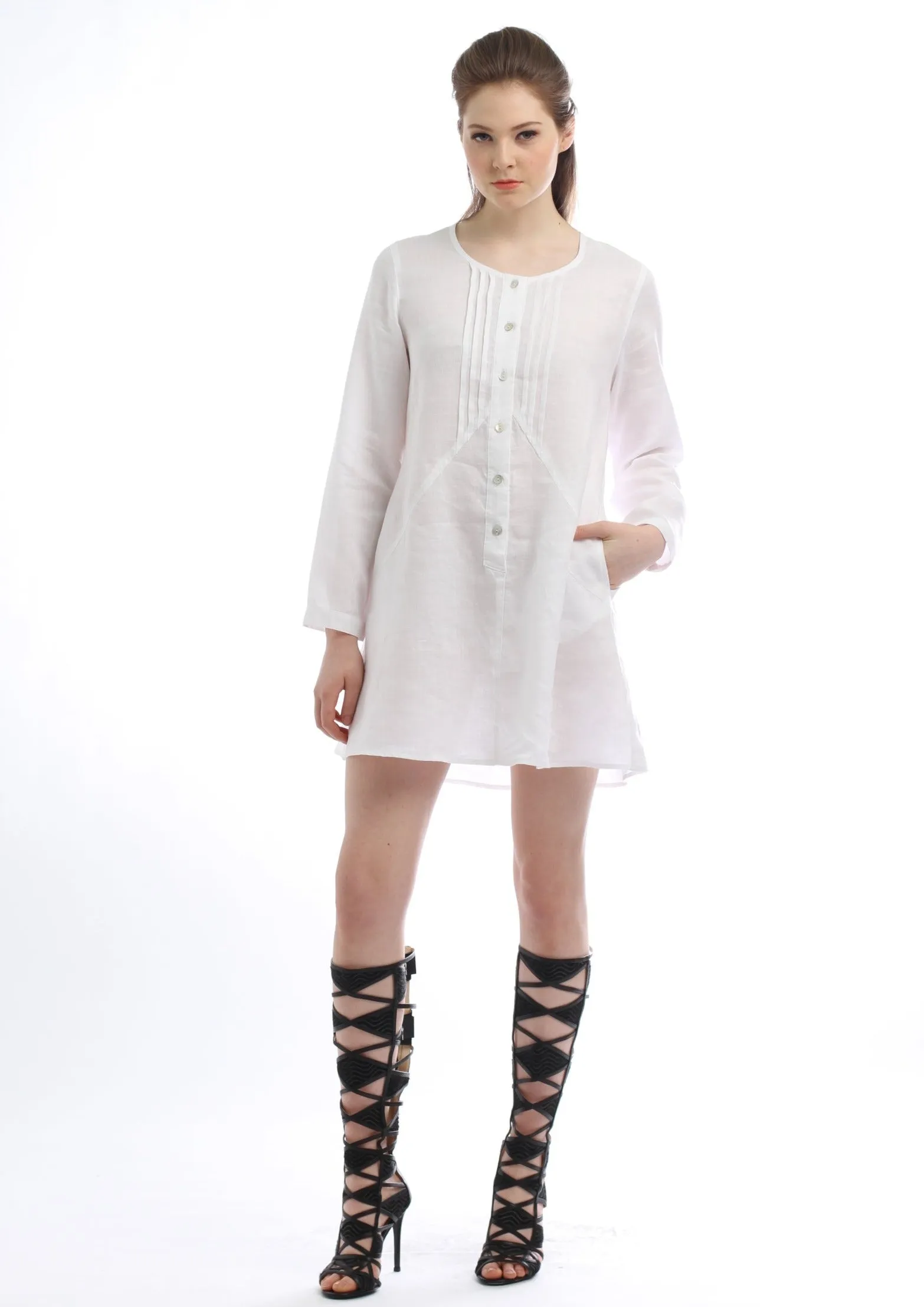Classic Long Sleeve Tunic (White) Style #1773K