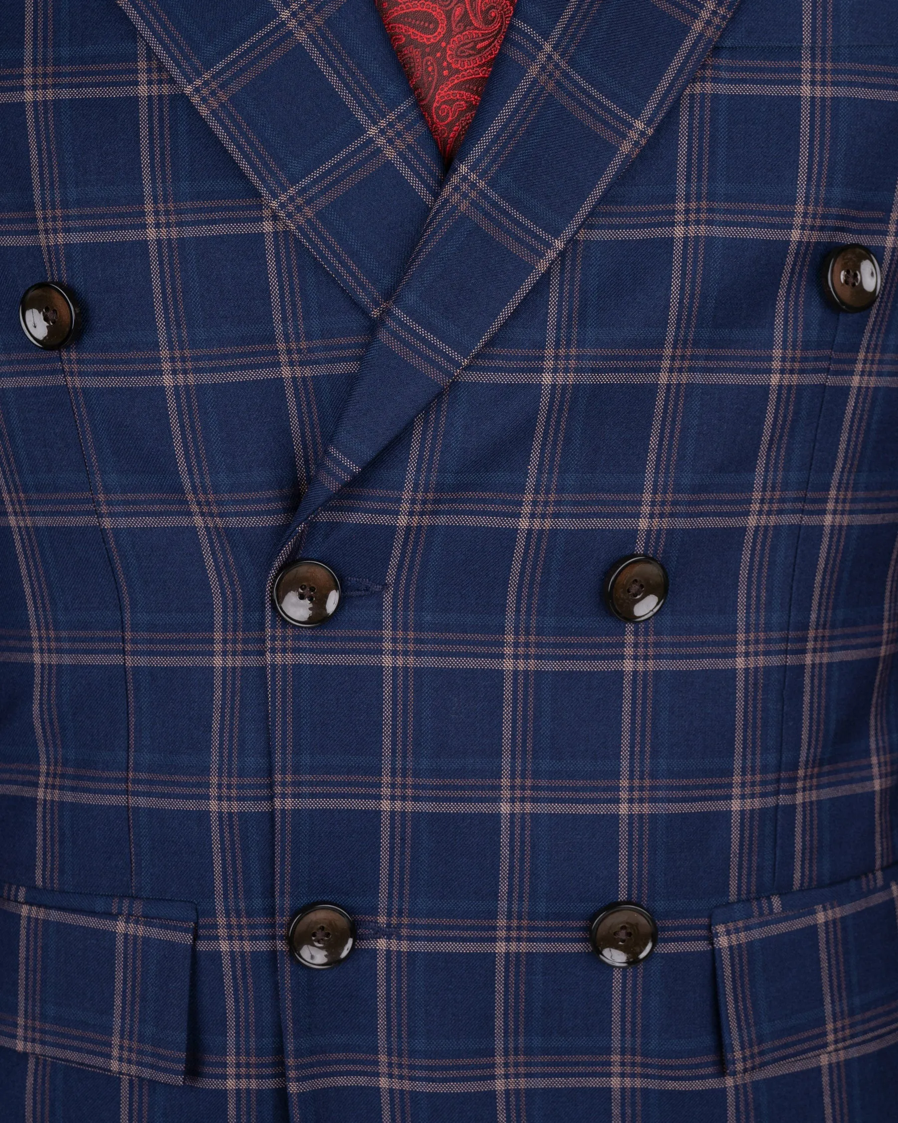 Cloud Burst Super fine windowpane Wool Rich Double Breasted Blazer