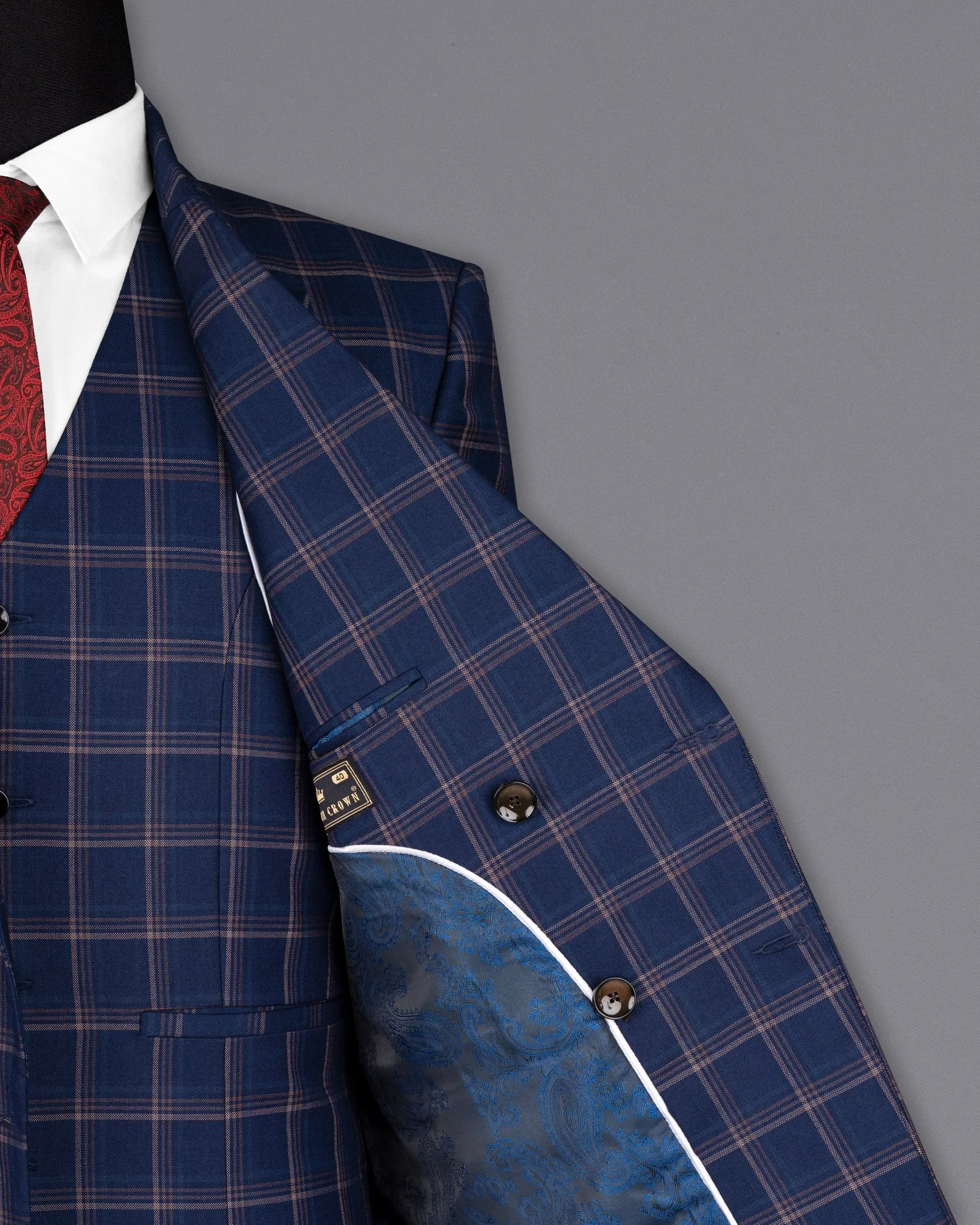 Cloud Burst Super fine windowpane Wool Rich Double Breasted Blazer
