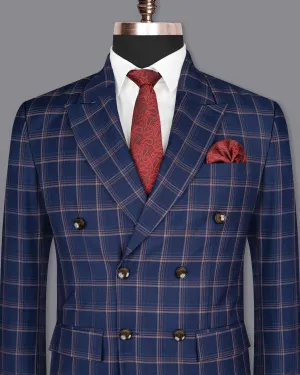 Cloud Burst Super fine windowpane Wool Rich Double Breasted Blazer