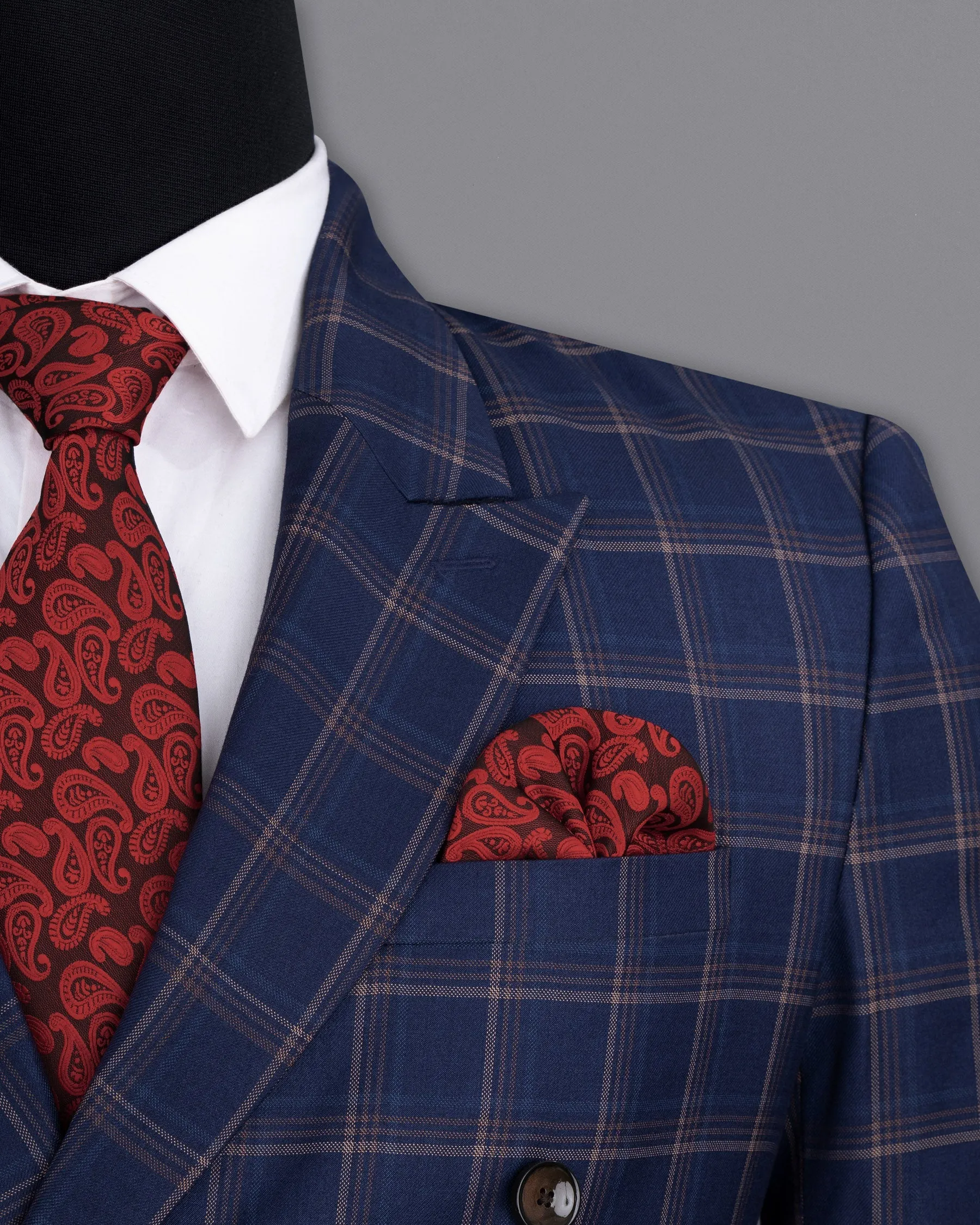 Cloud Burst Super fine windowpane Wool Rich Double Breasted Blazer