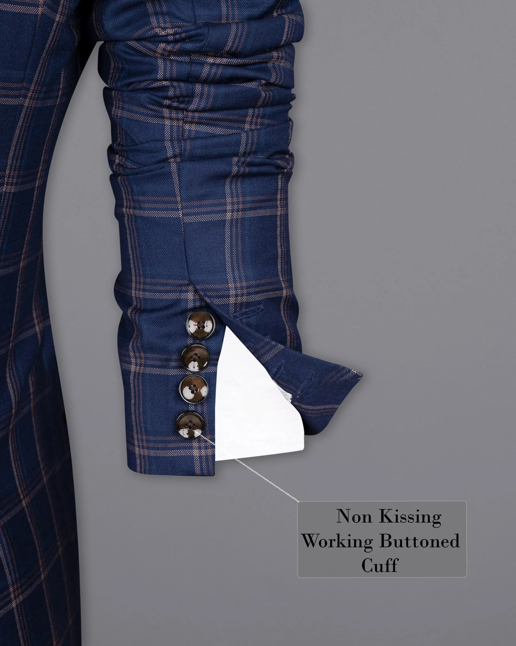 Cloud Burst Super fine windowpane Wool Rich Double Breasted Blazer