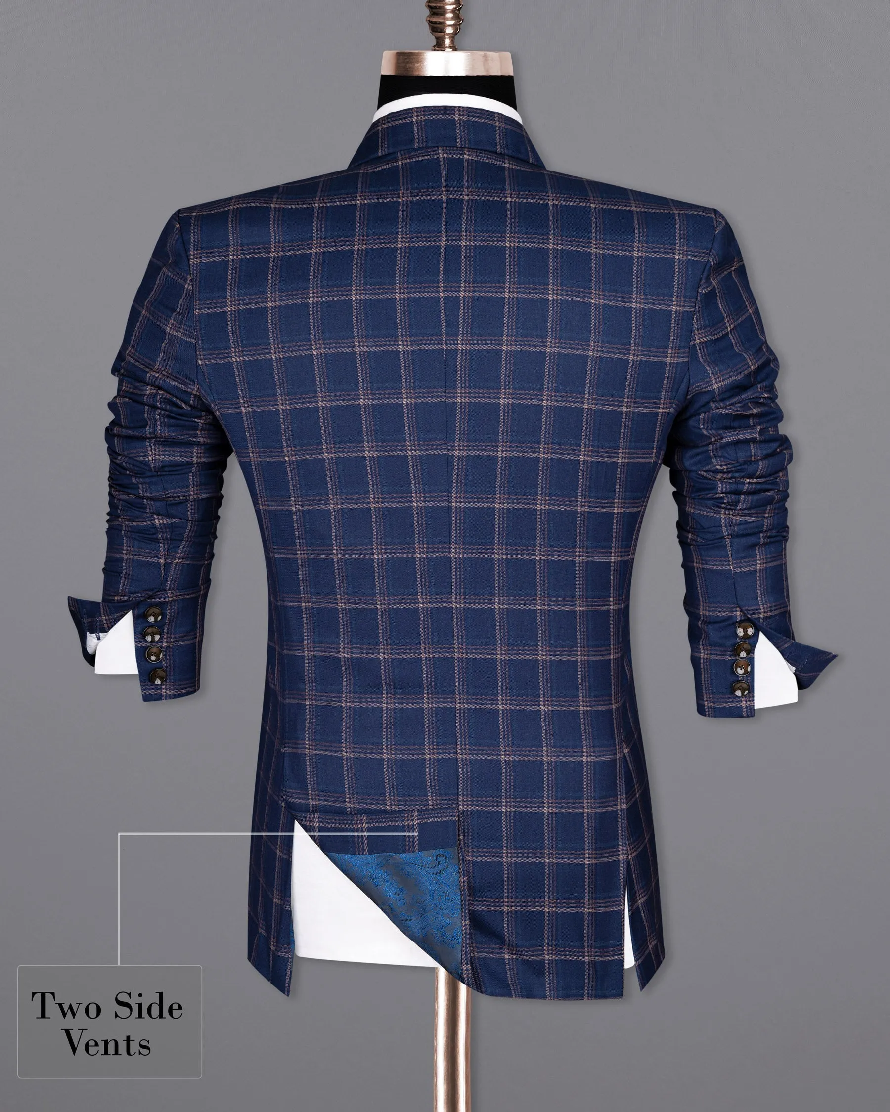 Cloud Burst Super fine windowpane Wool Rich Double Breasted Blazer