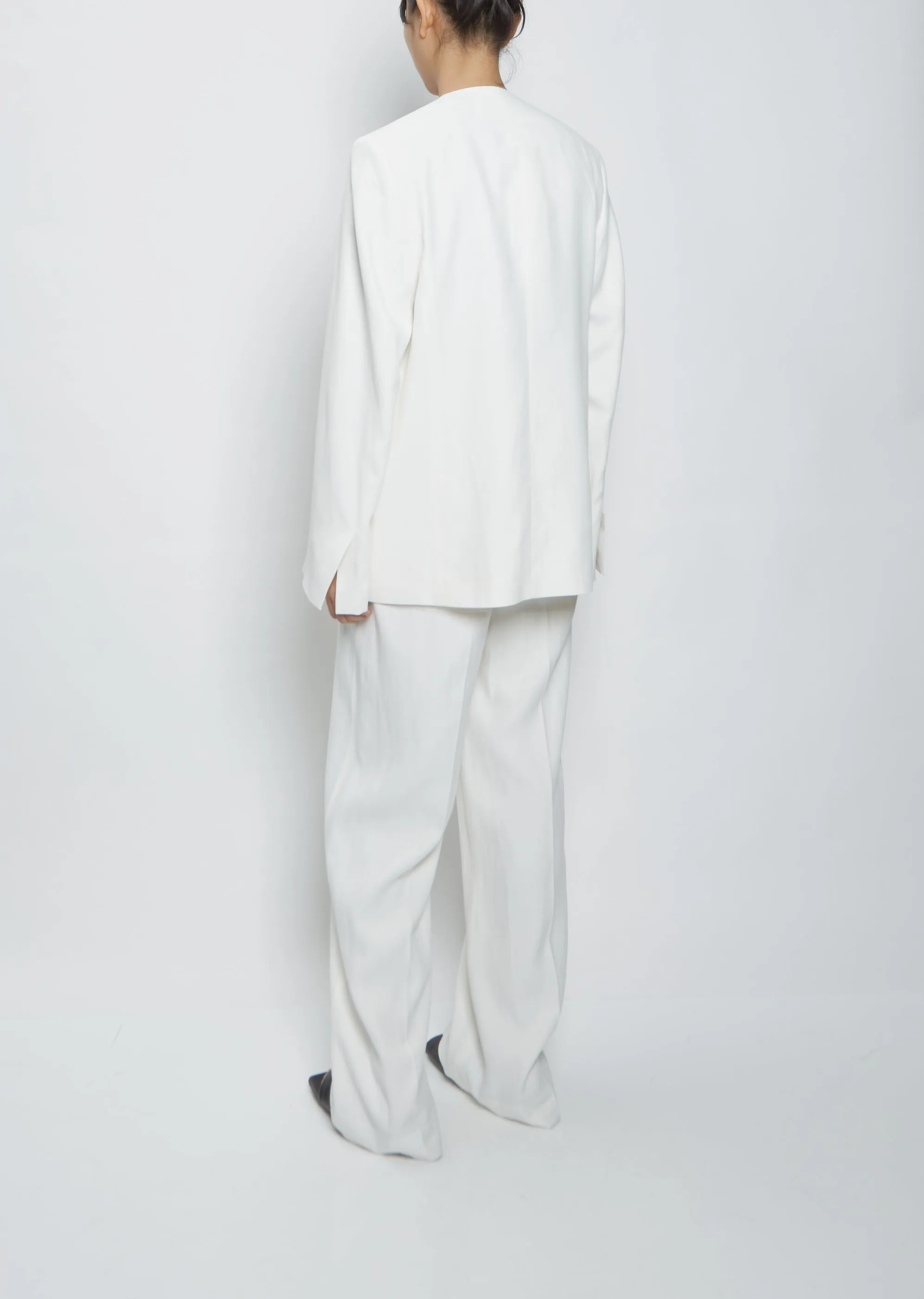 Collarless Suit Blazer