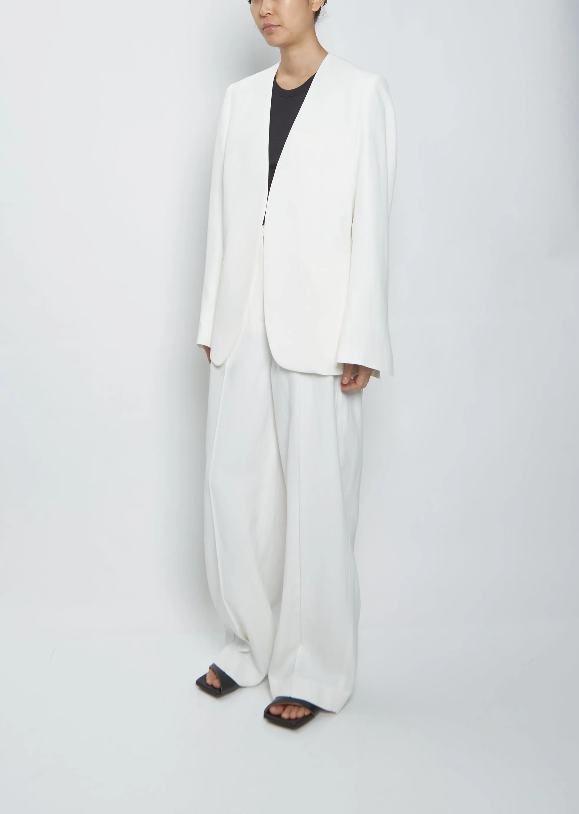Collarless Suit Blazer
