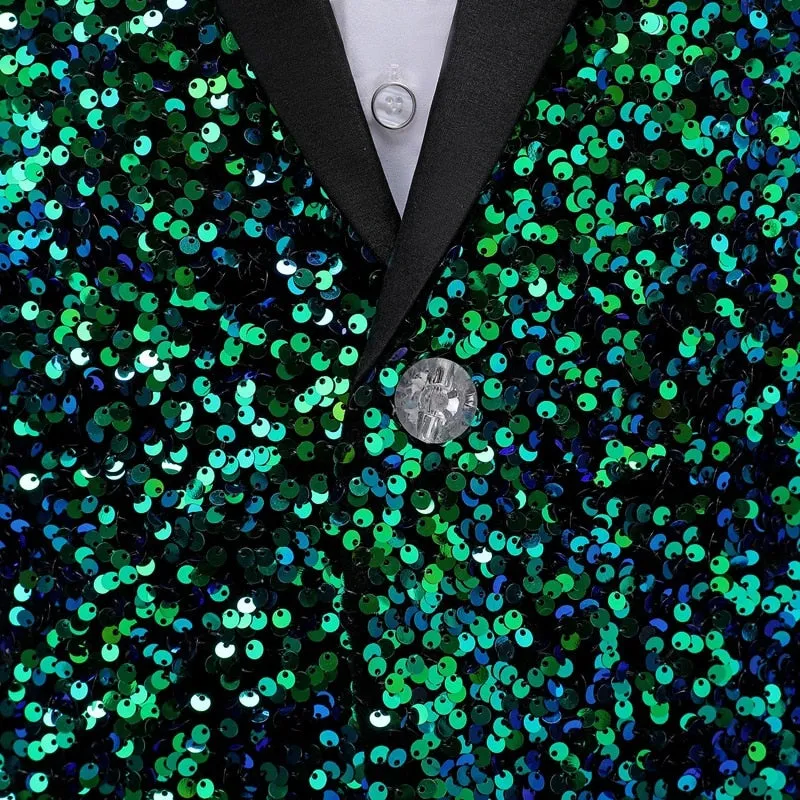 Colorful Glitter Sequin Single Button Blazer