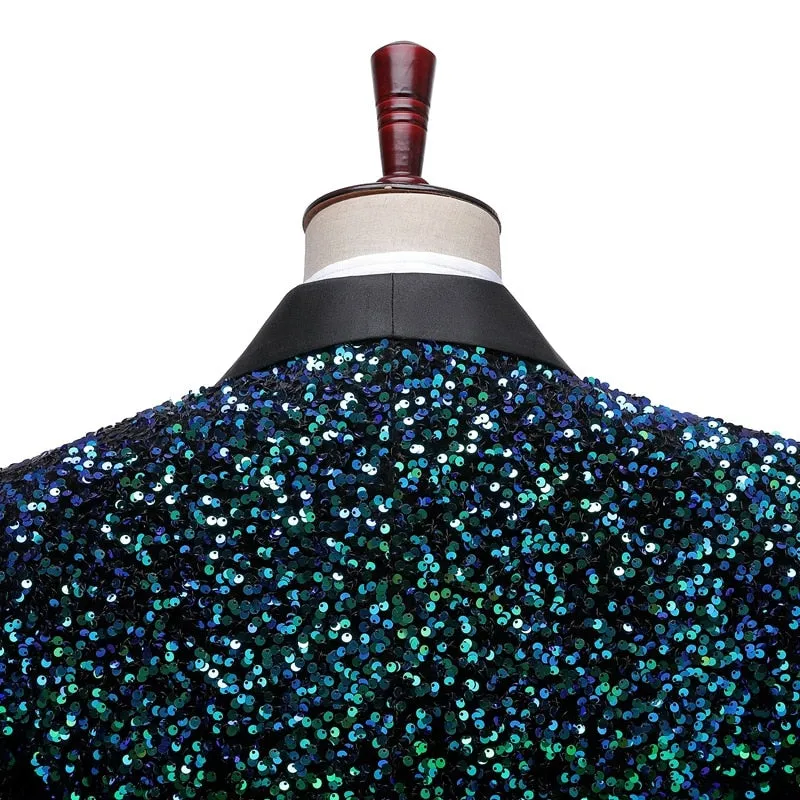 Colorful Glitter Sequin Single Button Blazer