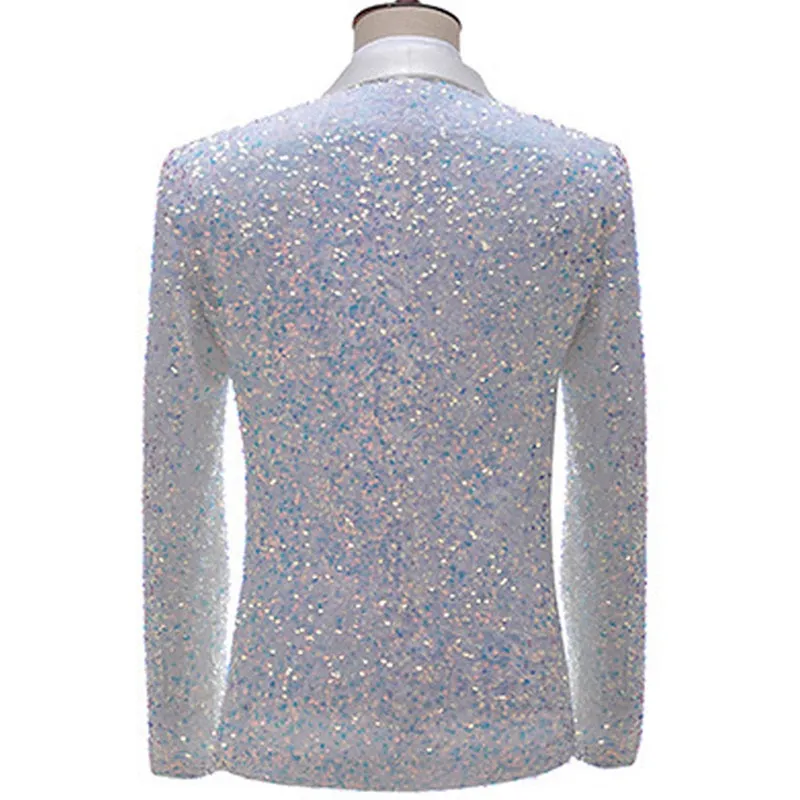 Colorful Glitter Sequin Single Button Blazer