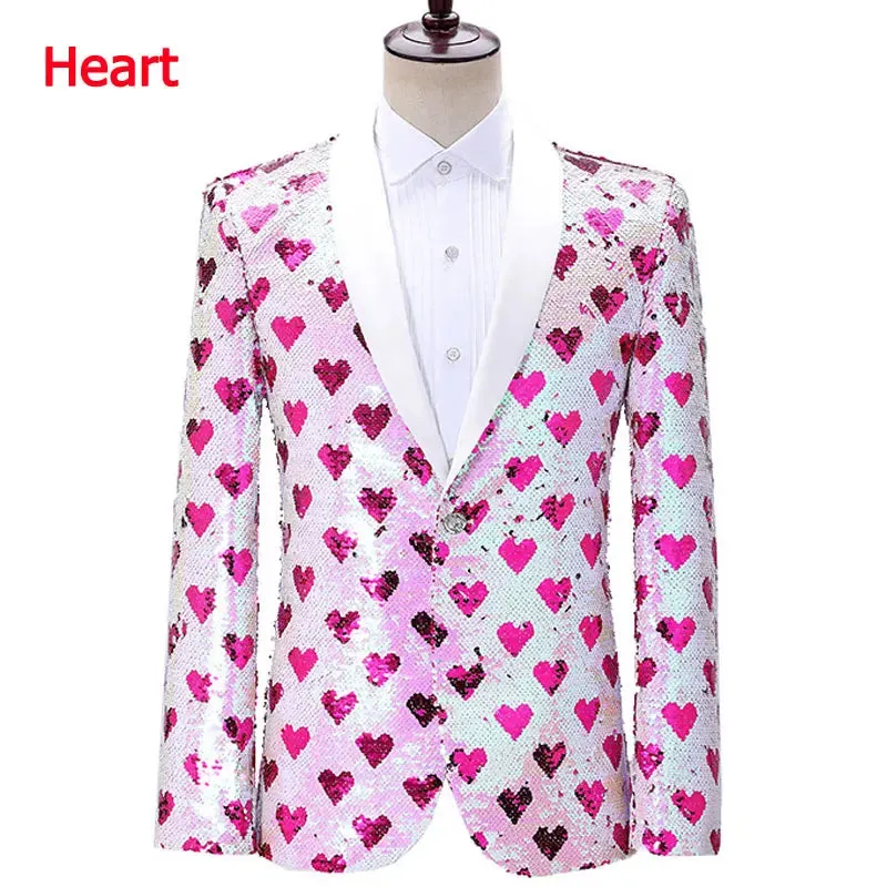 Colorful Glitter Sequin Tuxedo Blazer Men Luxury Brand Mens