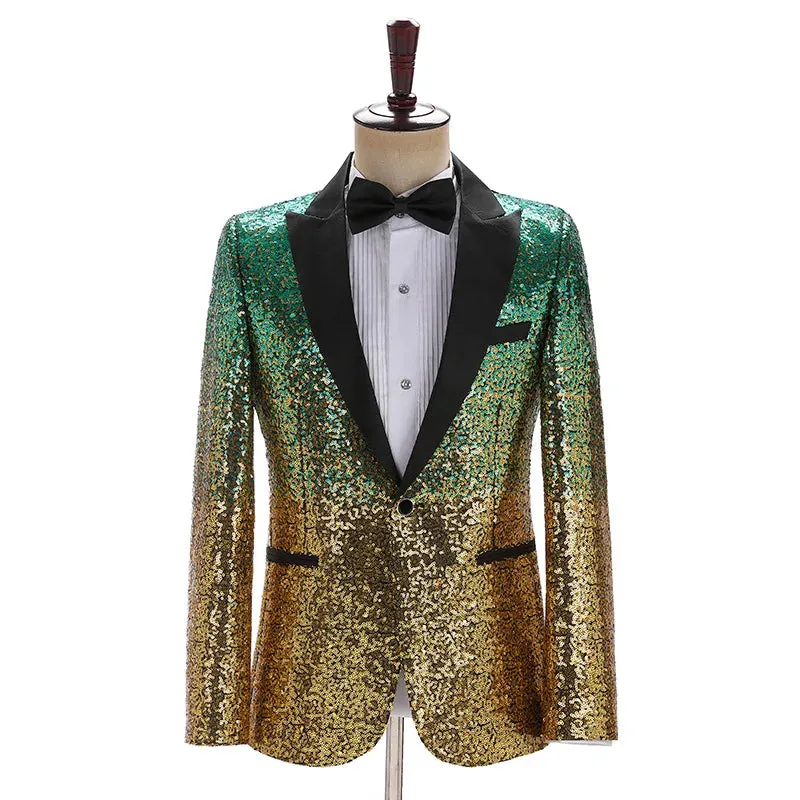 Colorful Glitter Sequin Tuxedo Blazer Men Luxury Brand Mens