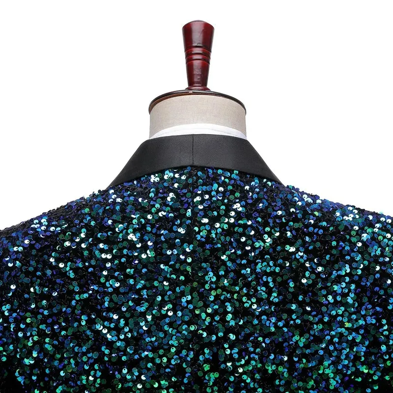 Colorful Glitter Sequin Tuxedo Blazer Men Luxury Brand Mens