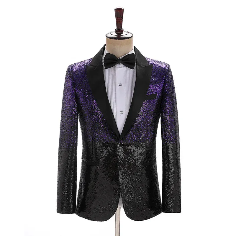 Colorful Glitter Sequin Tuxedo Blazer Men Luxury Brand Mens