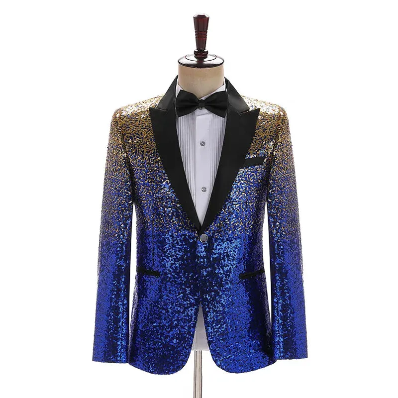 Colorful Glitter Sequin Tuxedo Blazer Men Luxury Brand Mens