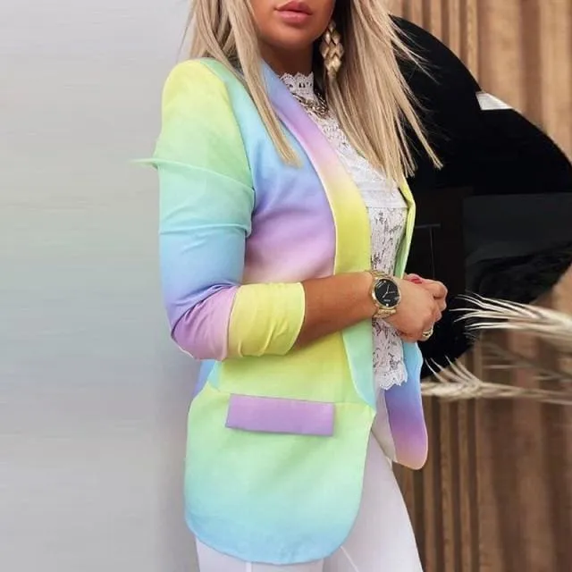 Colorful Printed Cardigan Lady Blazers