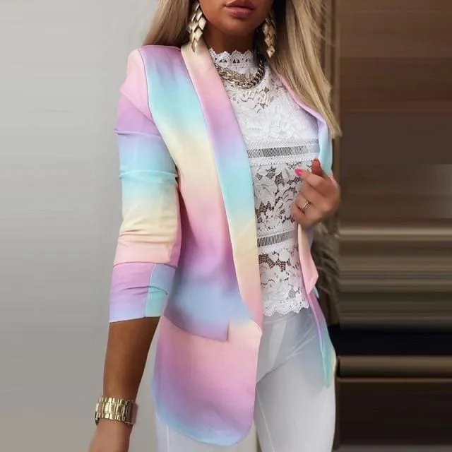 Colorful Printed Cardigan Lady Blazers