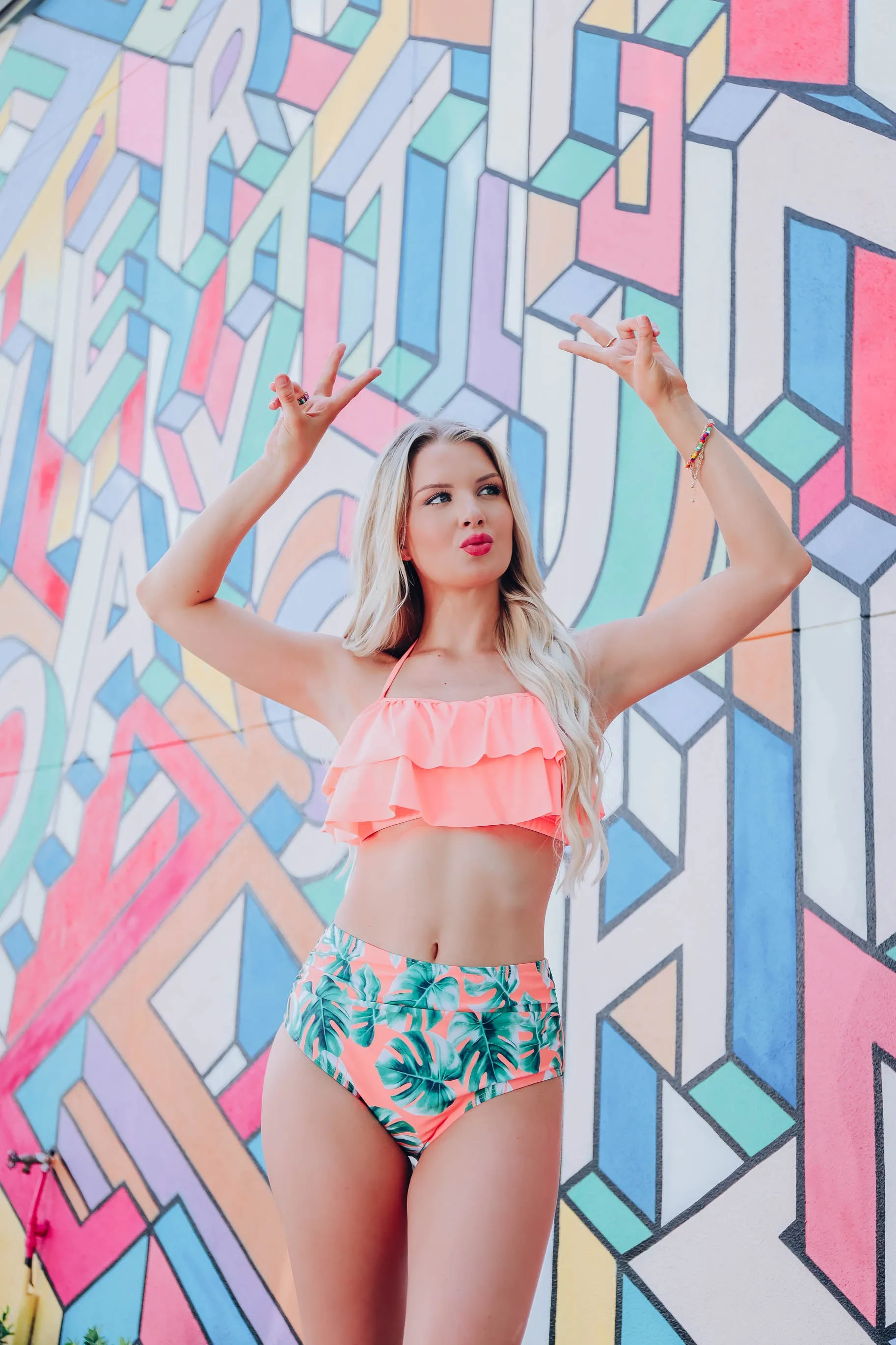 Coral Palms Two Piece Bikini Set