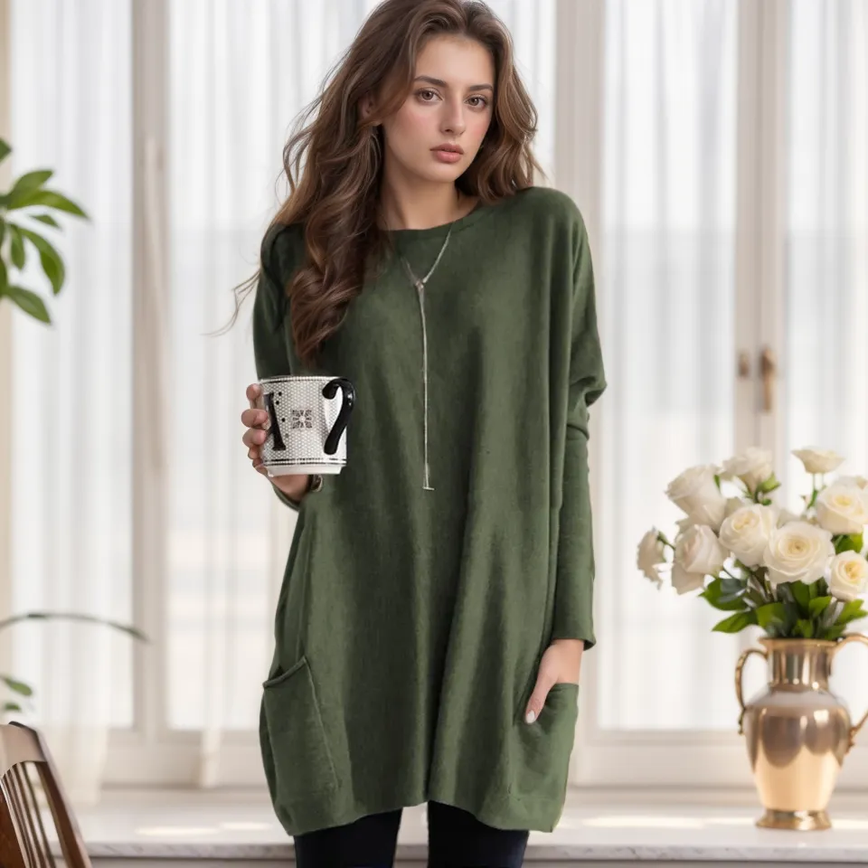 Cotton Bliss™ | Women's Oversized Tunic Sweater | Soft Cotton, Relaxed Fit, Cozy Design