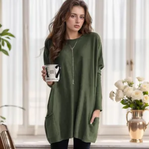 Cotton Bliss™ | Women's Oversized Tunic Sweater | Soft Cotton, Relaxed Fit, Cozy Design