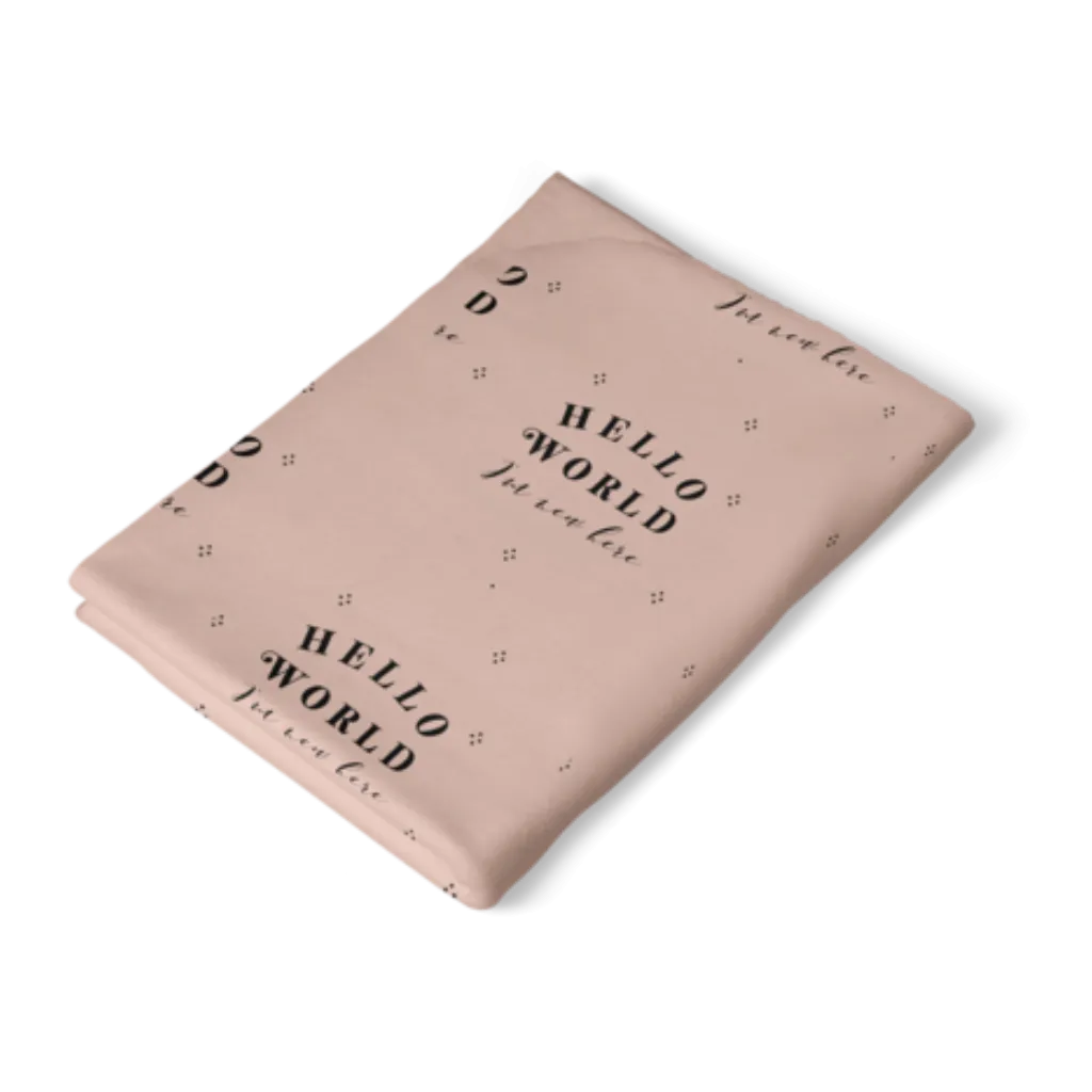 Cotton Jersey Wrap - "Hello World" Peach