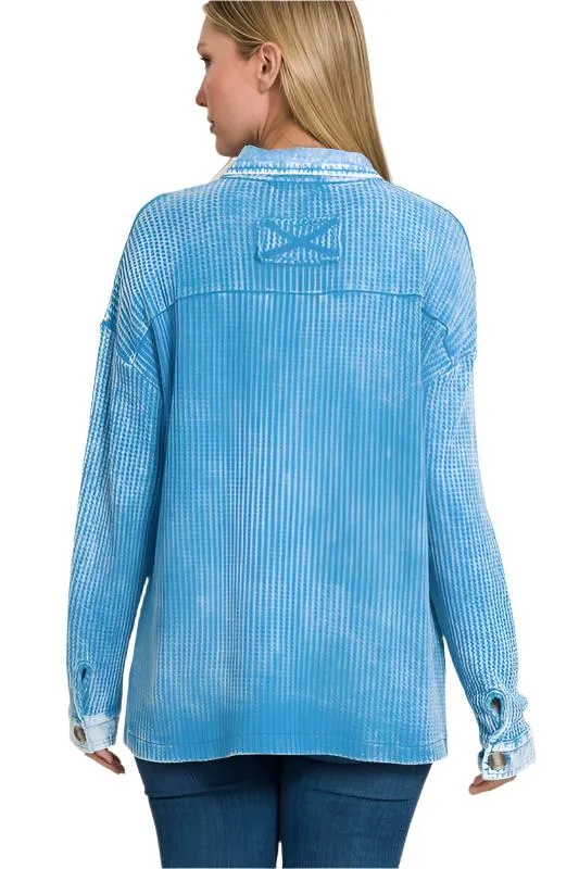 Cotton Waffle Acid Wash Shirt