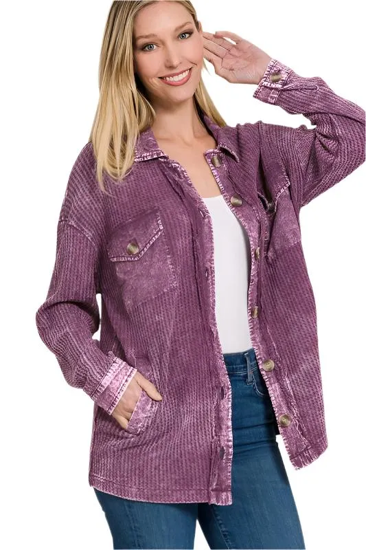 Cotton Waffle Acid Wash Shirt