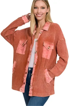Cotton Waffle Acid Wash Shirt