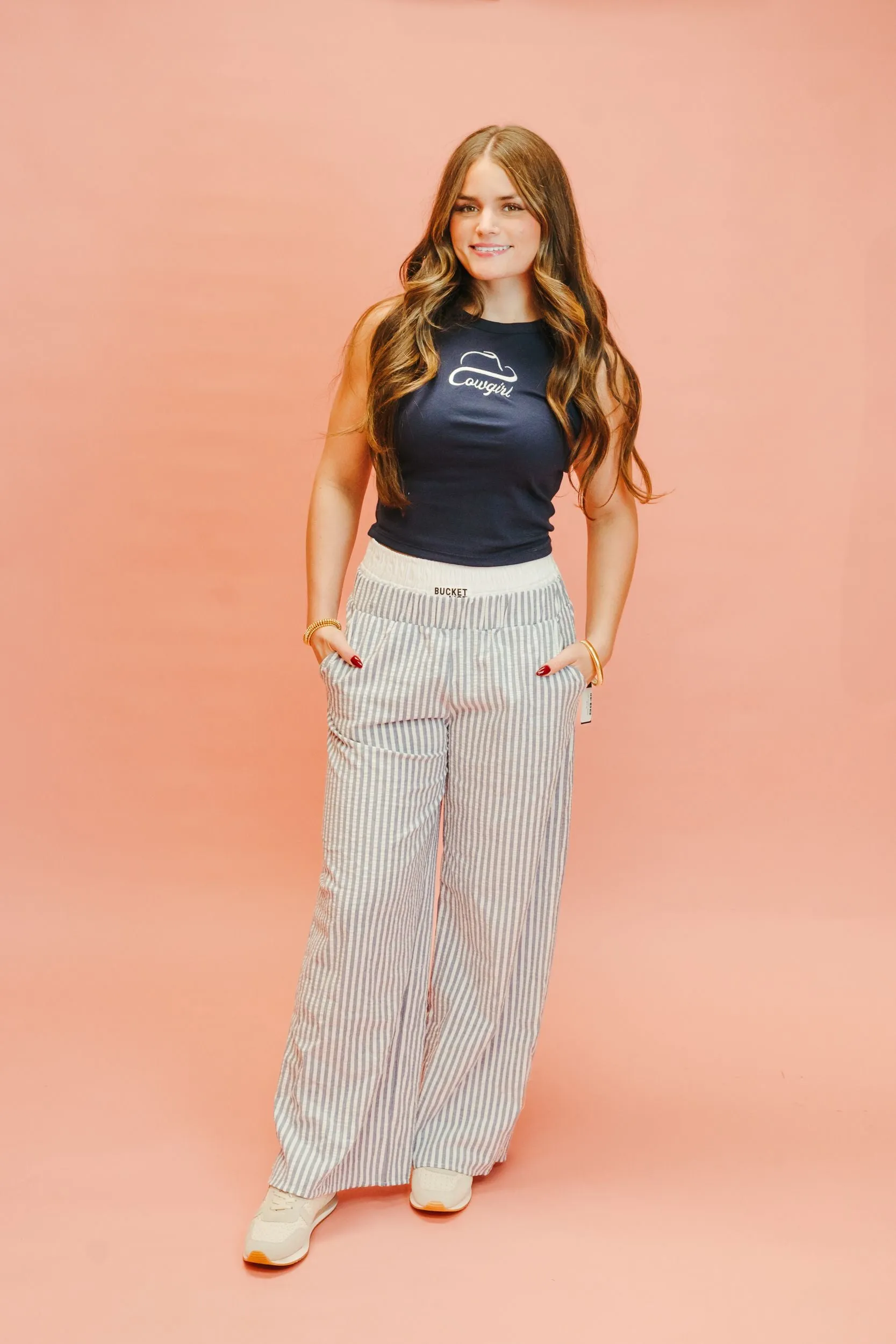 Cowgirl Navy Embroidered Tank