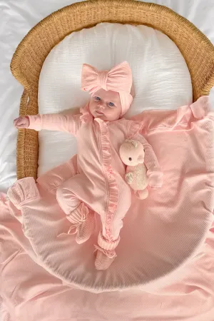 Cozy Ruffle Baby Wrap - Peach Dust