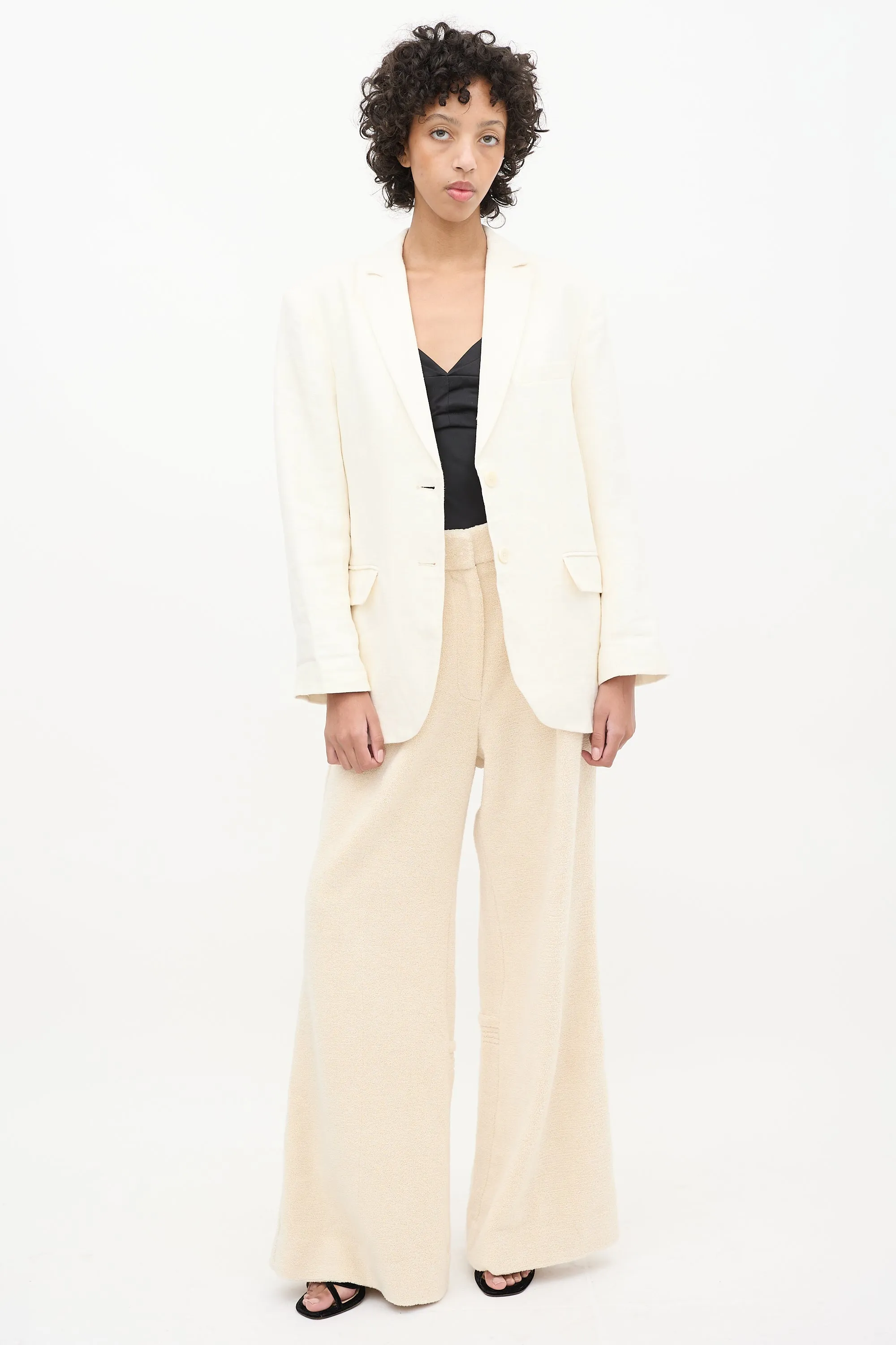Cream Linen Quinn Oversized Blazer