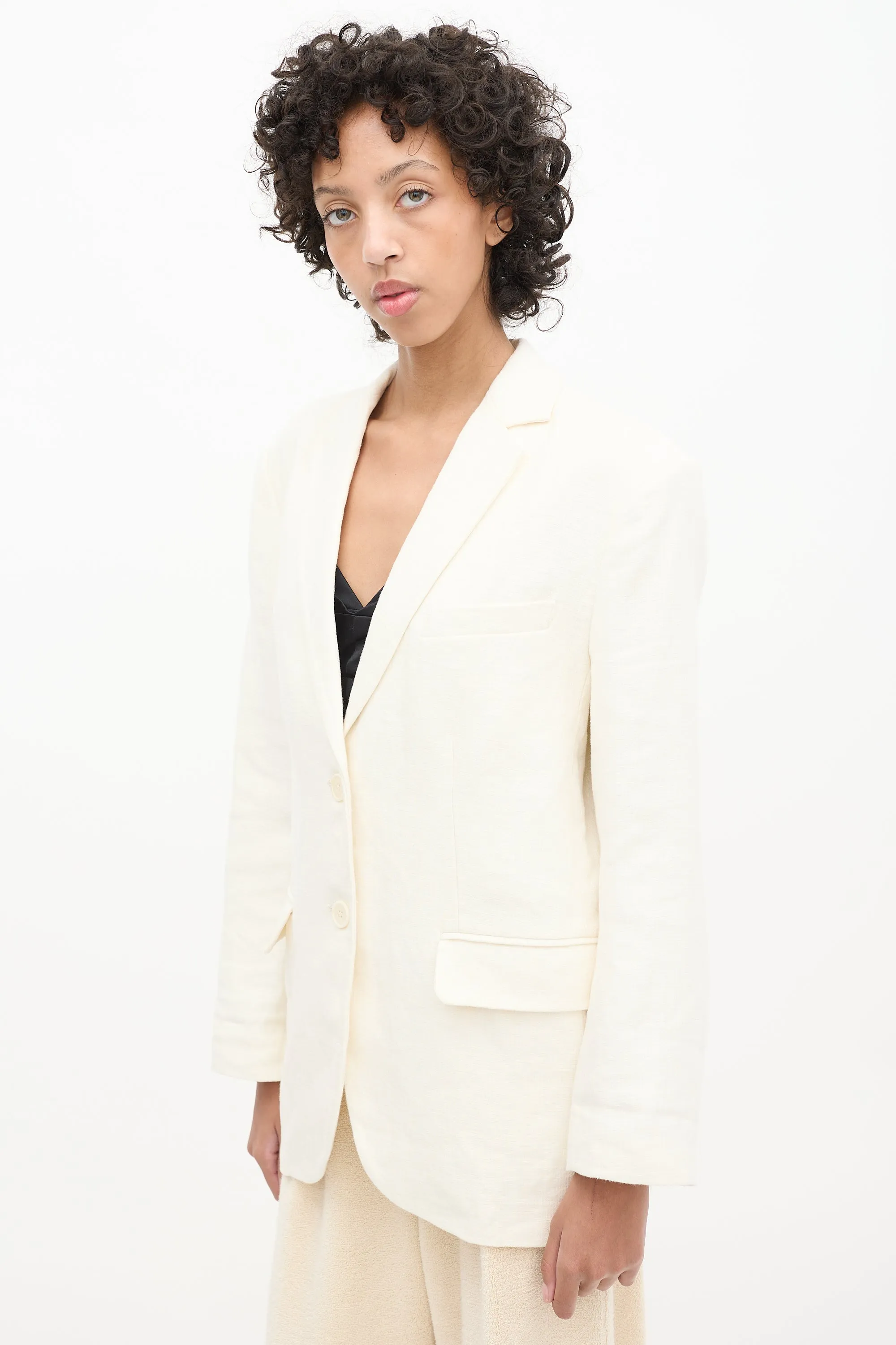 Cream Linen Quinn Oversized Blazer
