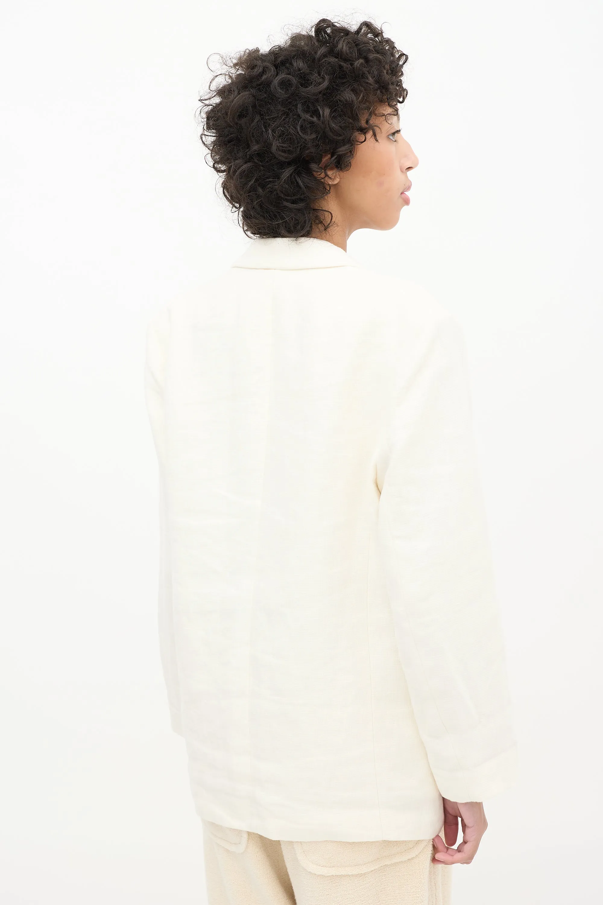 Cream Linen Quinn Oversized Blazer