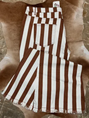 Cream   Rust Stripe Denim Flares