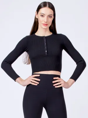 CROPPED HENLEY TEE